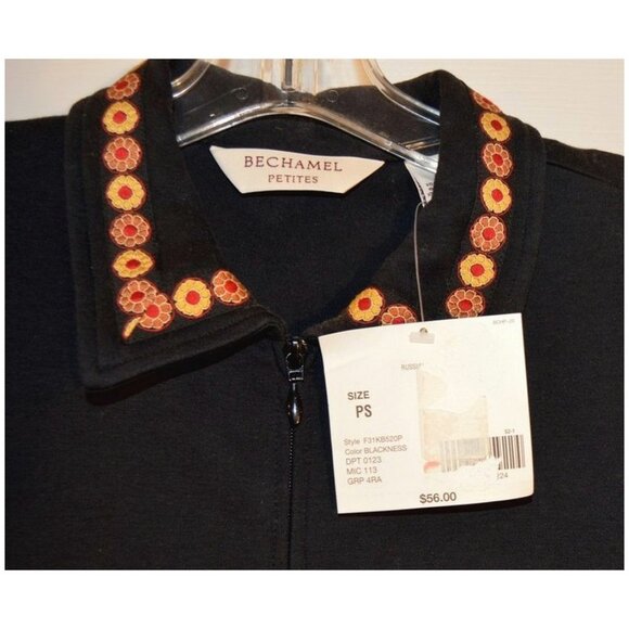 NEW Bechamel Petites Jacket "Blackness" Embroidered Long Sleeve Zip Up Size PS - Picture 5 of 5